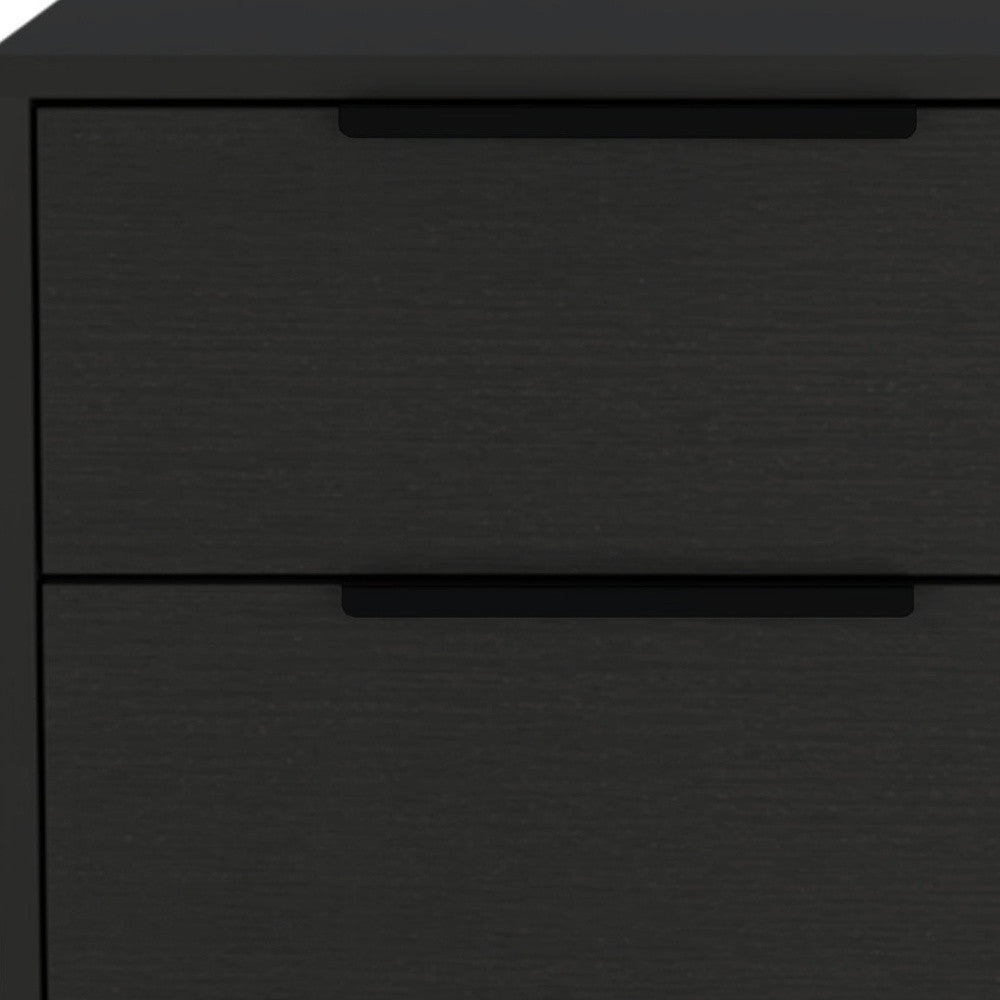 Black Two Drawer Faux Wood Nightstand By Homeroots | Nightstands | Modishstore - 4