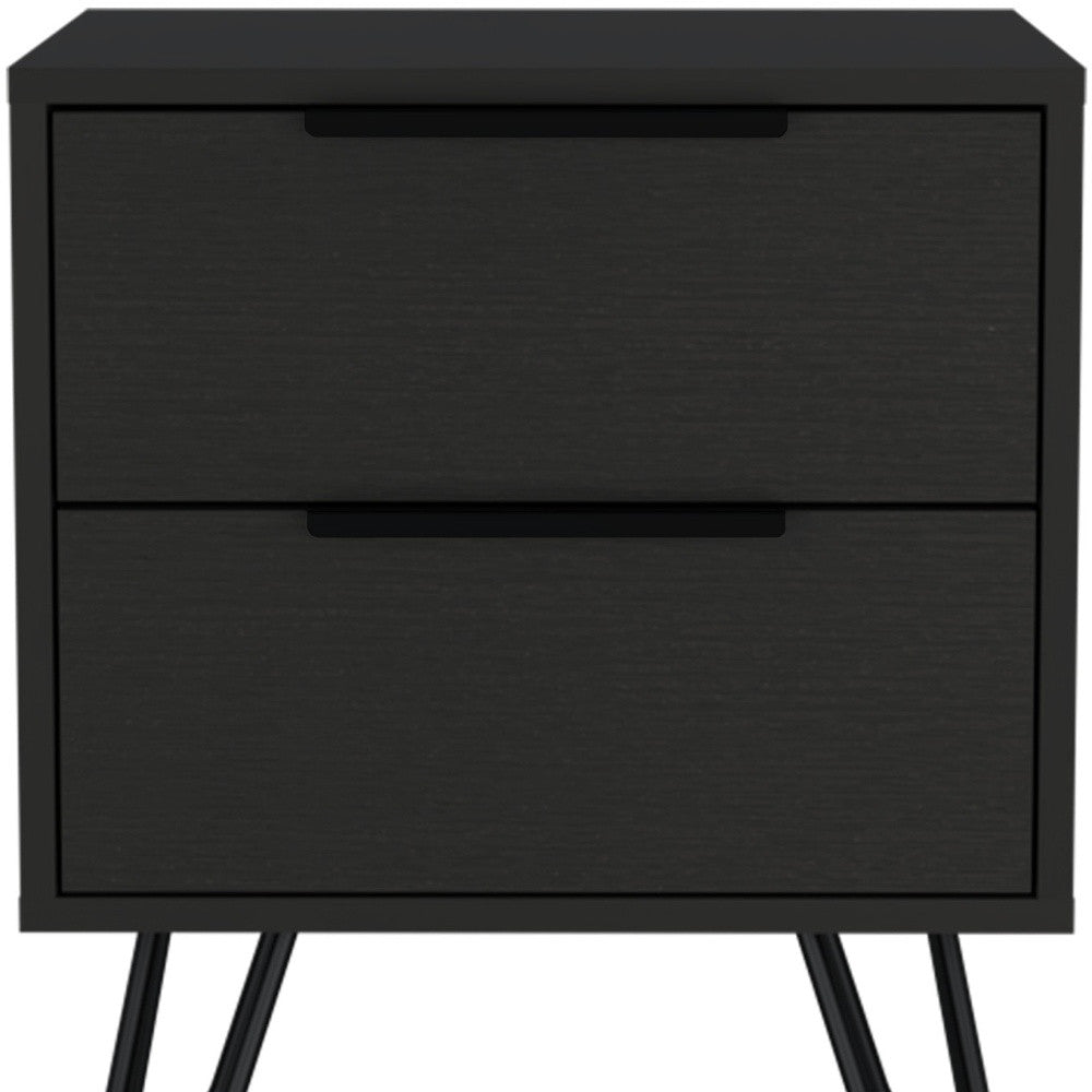 Black Two Drawer Faux Wood Nightstand By Homeroots | Nightstands | Modishstore - 5