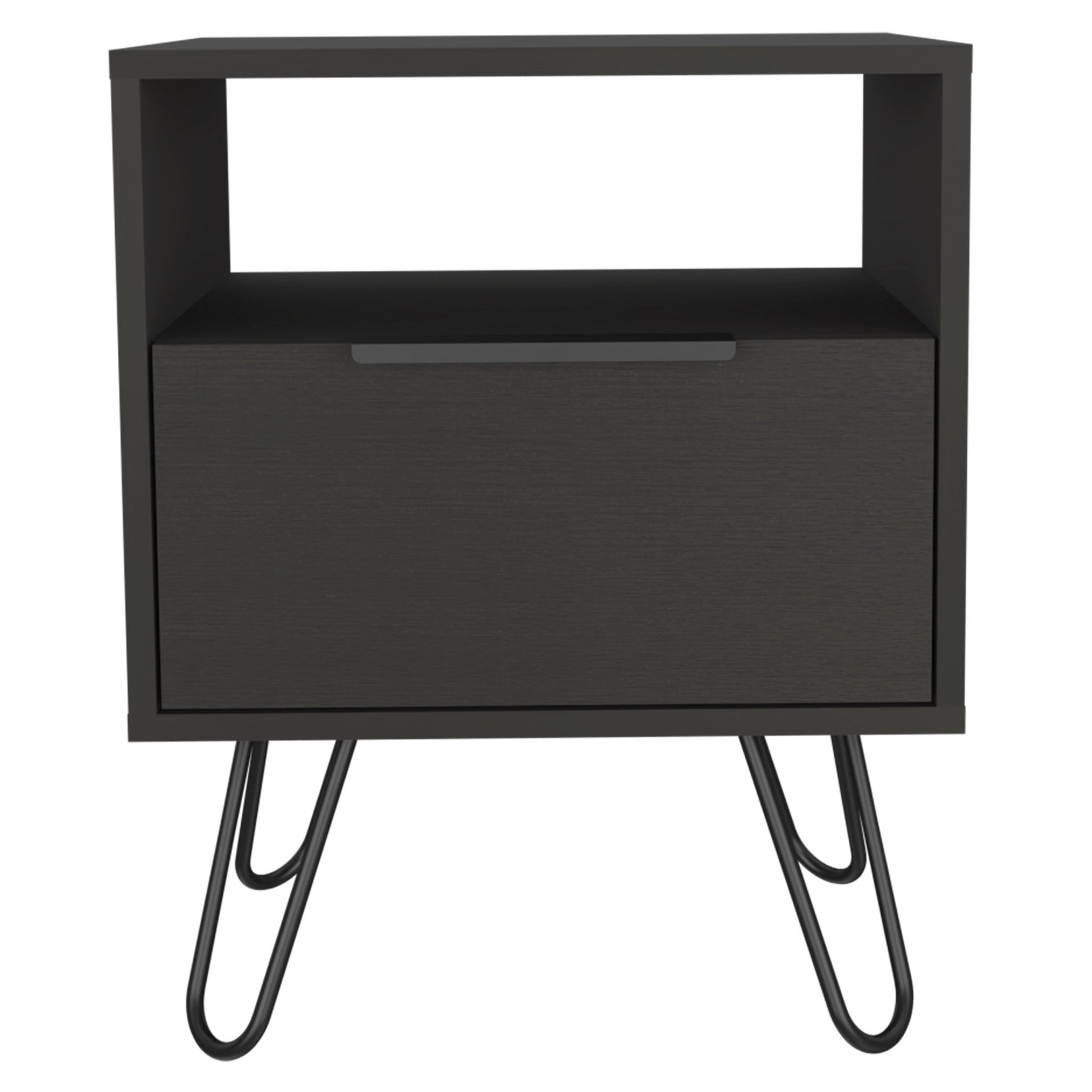 Black Faux Wood Nightstand With Storage By Homeroots | Nightstands | Modishstore - 7