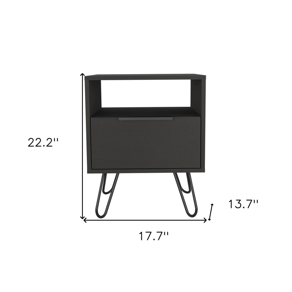 Black Faux Wood Nightstand With Storage By Homeroots | Nightstands | Modishstore - 8