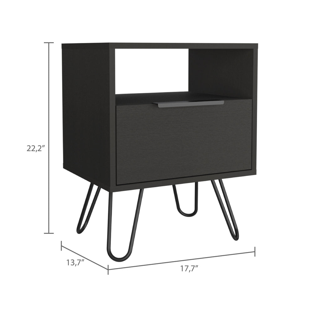 Black Faux Wood Nightstand With Storage By Homeroots | Nightstands | Modishstore - 6