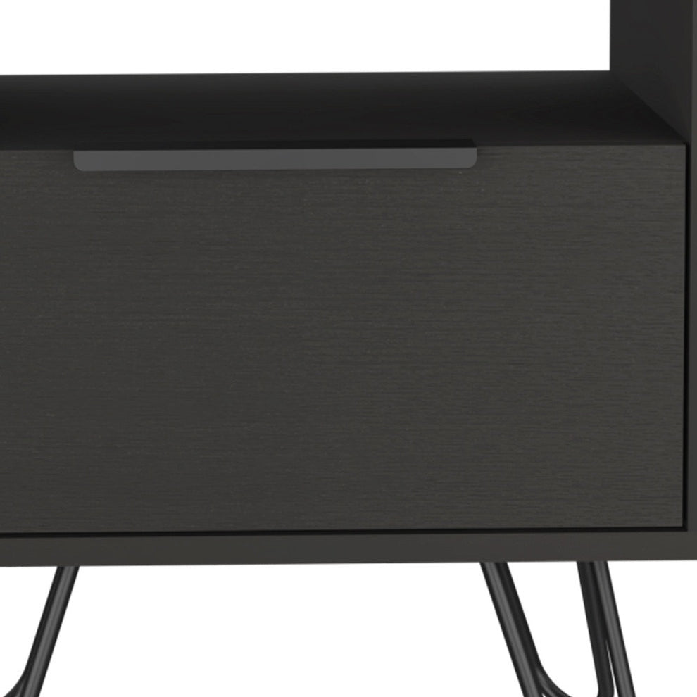 Black Faux Wood Nightstand With Storage By Homeroots | Nightstands | Modishstore - 3