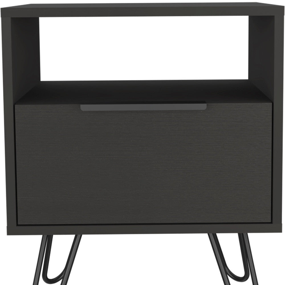 Black Faux Wood Nightstand With Storage By Homeroots | Nightstands | Modishstore - 4