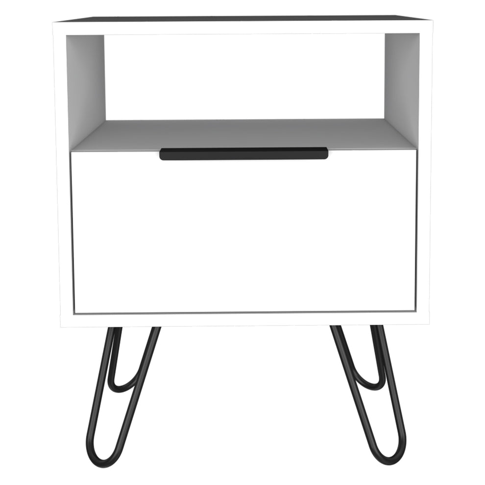 White Faux Wood Nightstand With Storage By Homeroots | Nightstands | Modishstore - 7