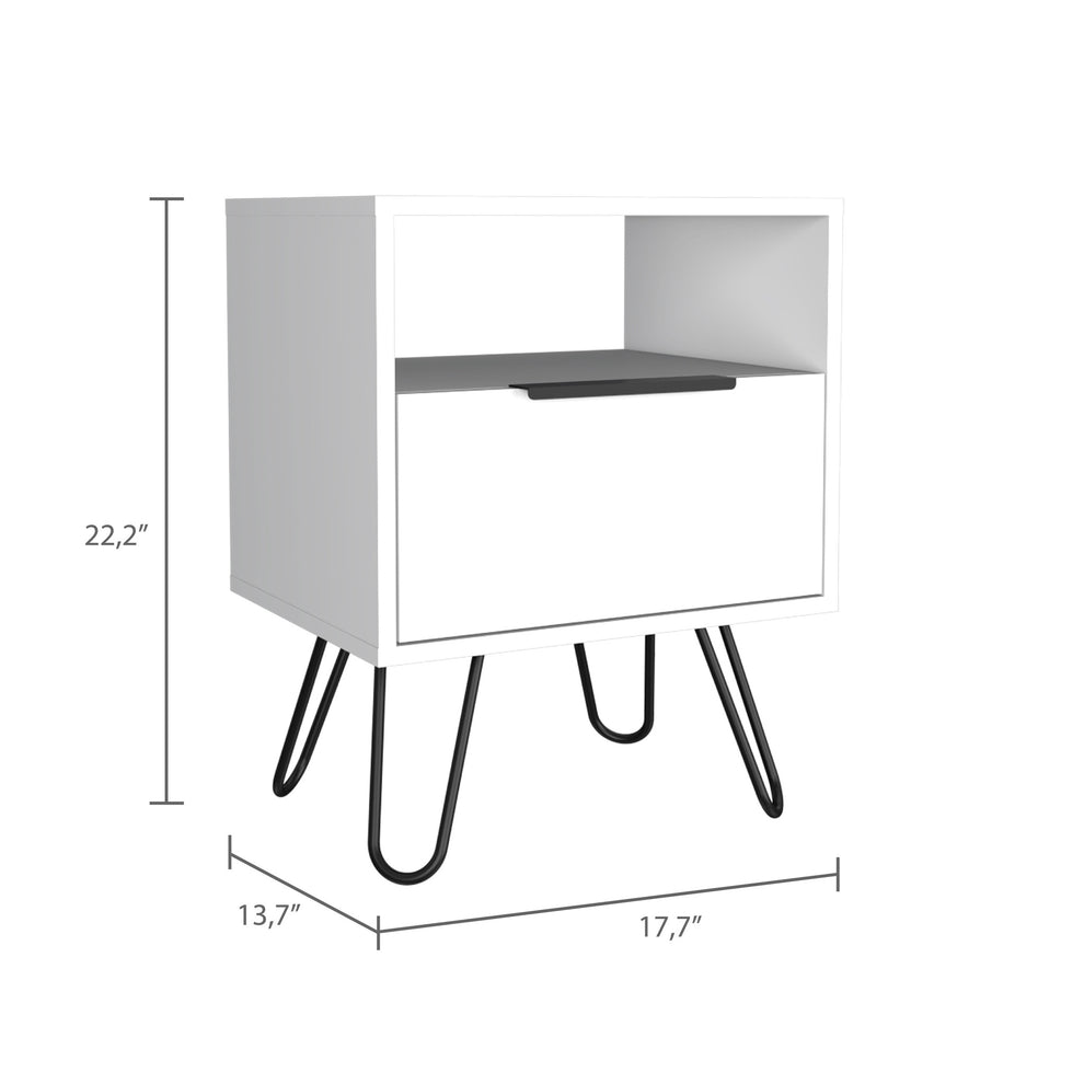 White Faux Wood Nightstand With Storage By Homeroots | Nightstands | Modishstore - 5