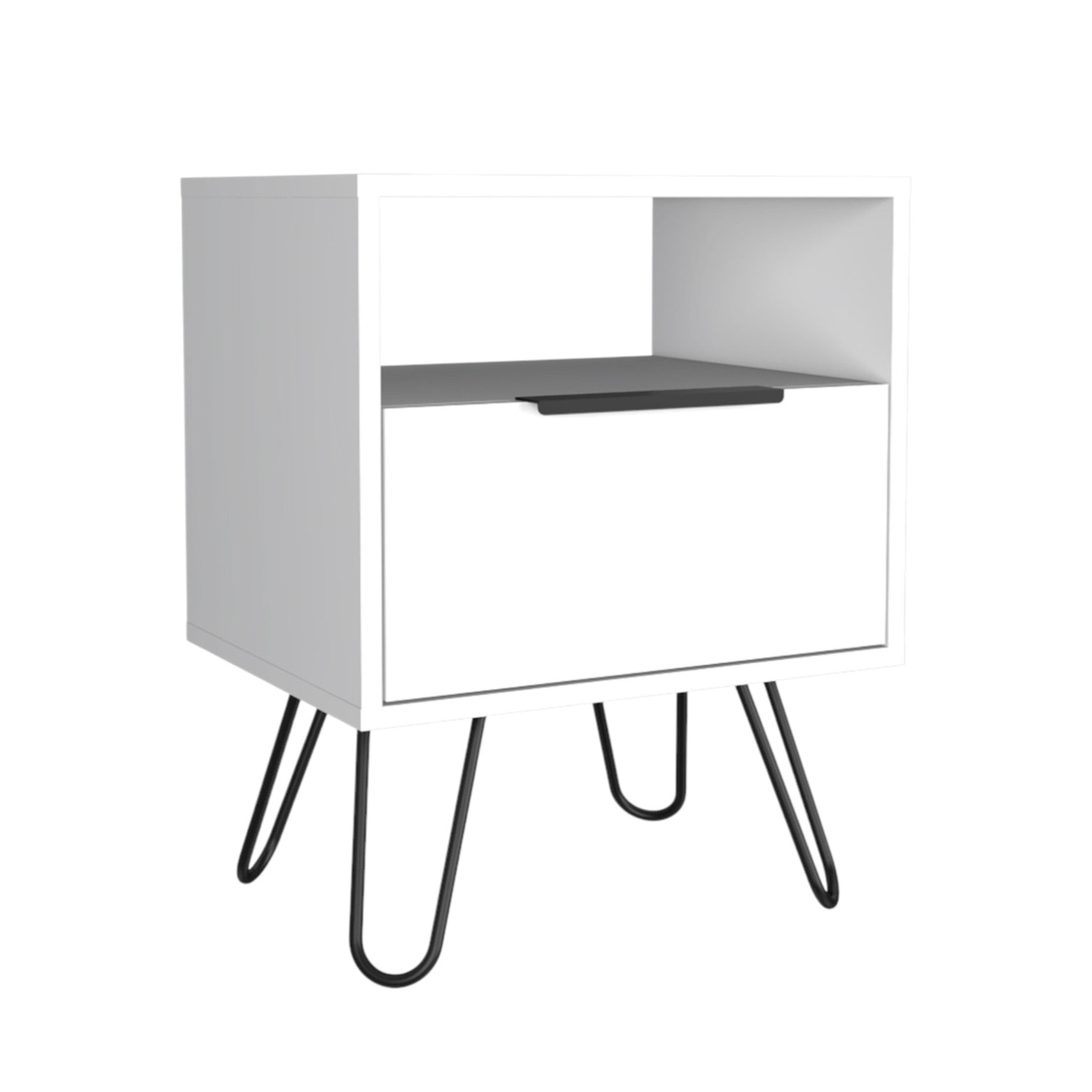 White Faux Wood Nightstand With Storage By Homeroots | Nightstands | Modishstore - 2