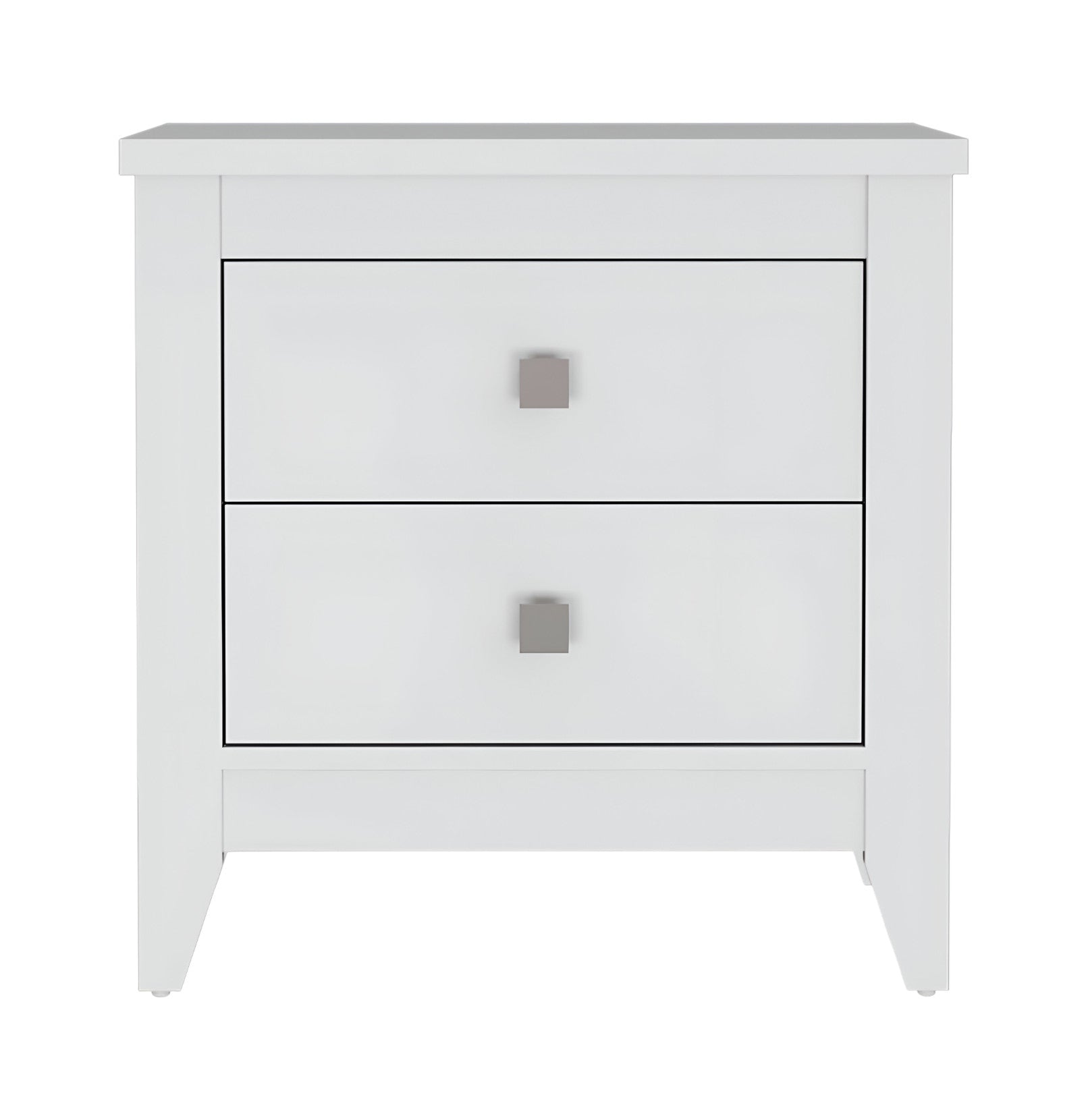 White Two Drawer Faux Wood Nightstand By Homeroots | Nightstands | Modishstore - 4