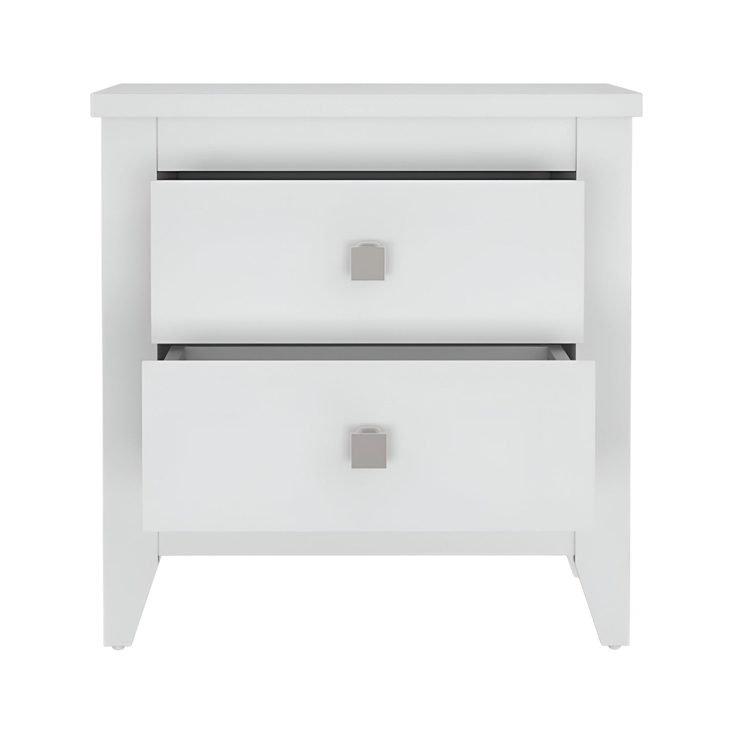 White Two Drawer Faux Wood Nightstand By Homeroots | Nightstands | Modishstore - 5