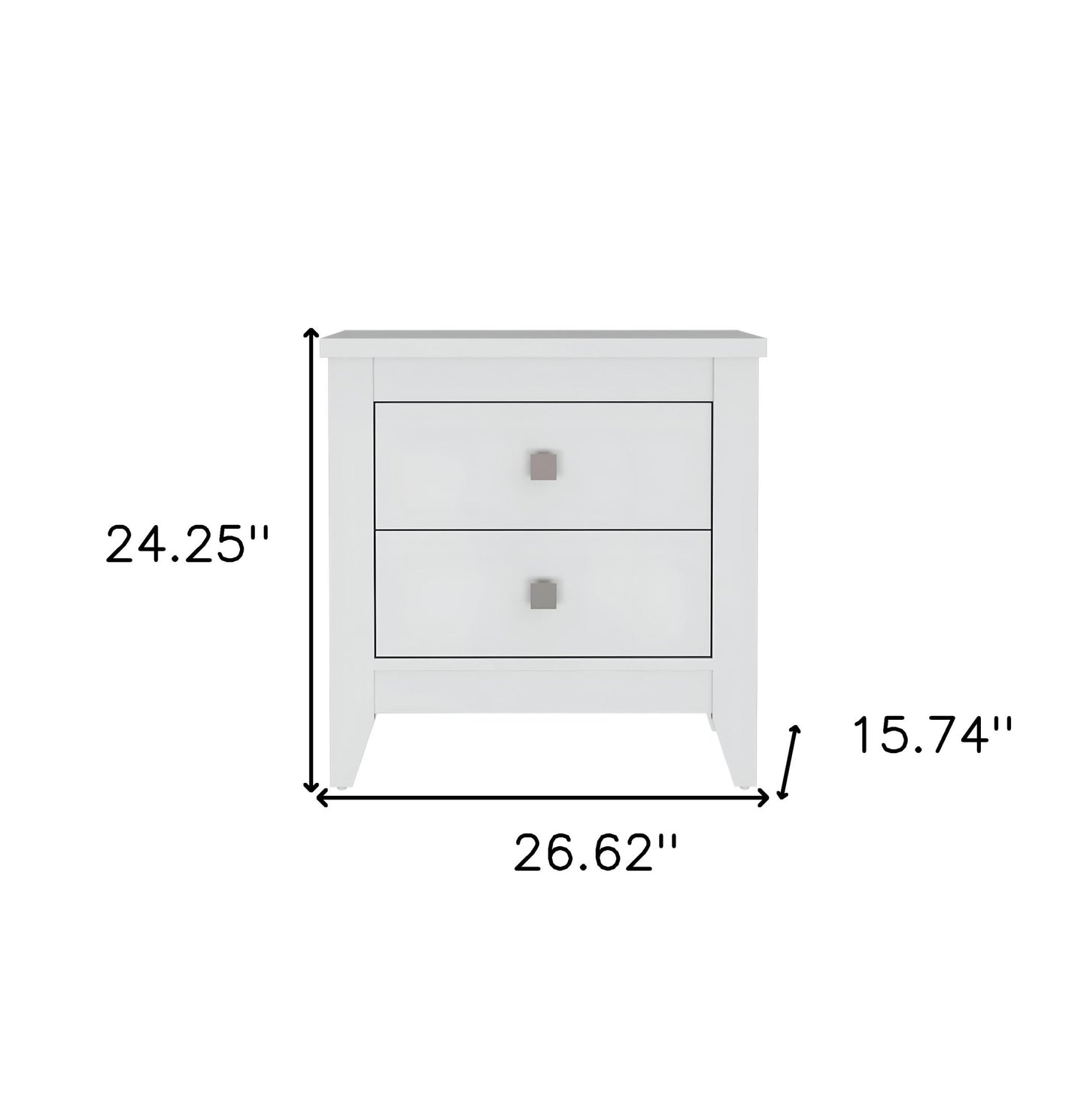 White Two Drawer Faux Wood Nightstand By Homeroots | Nightstands | Modishstore - 2