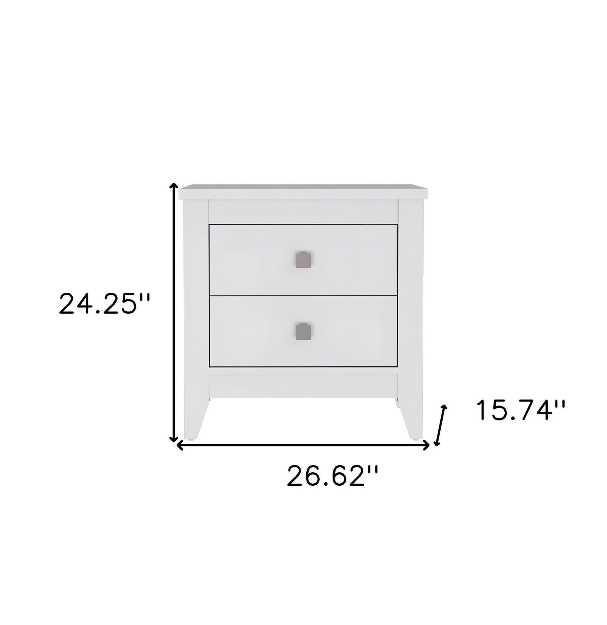 White Two Drawer Faux Wood Nightstand By Homeroots | Nightstands | Modishstore - 2