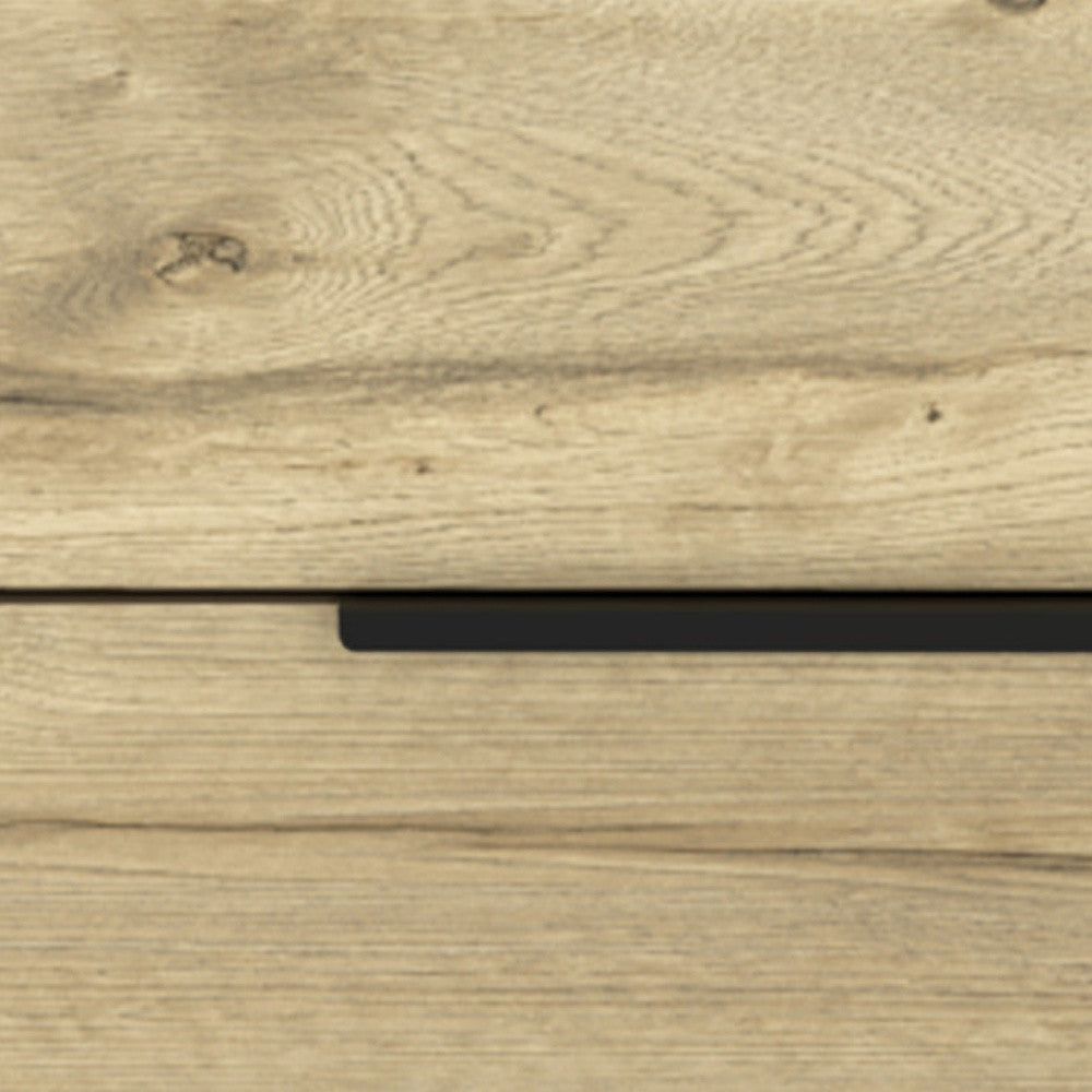 Oak Two Drawer Faux Wood Nightstand By Homeroots | Nightstands | Modishstore - 5