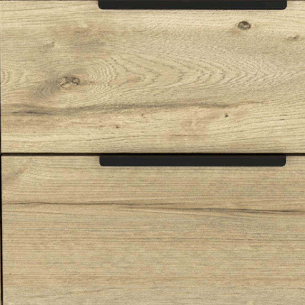 Oak Two Drawer Faux Wood Nightstand By Homeroots | Nightstands | Modishstore - 6