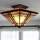 Brown and Amber Tiffany Style Mission Semi Flush Dimmable Ceiling Light By Homeroots | Chandeliers | Modishstore - 2