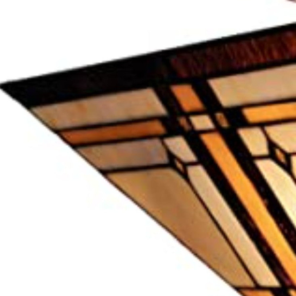 Brown and Amber Tiffany Style Mission Semi Flush Dimmable Ceiling Light By Homeroots | Chandeliers | Modishstore - 3