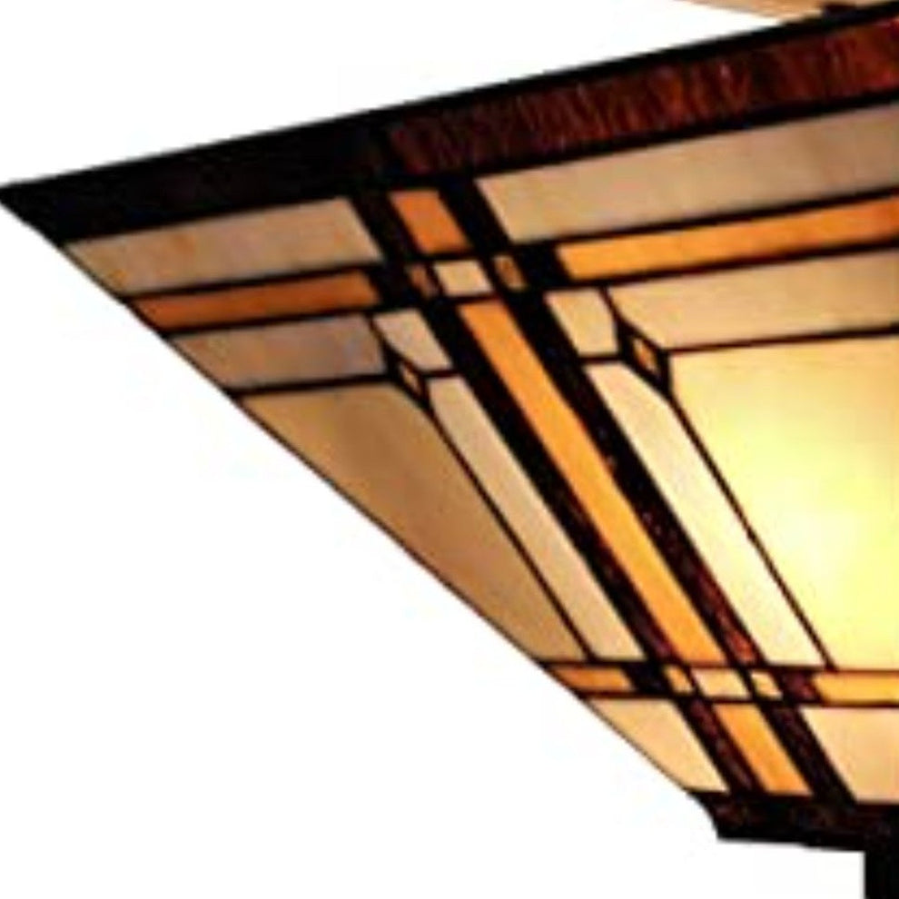 Brown and Amber Tiffany Style Mission Semi Flush Dimmable Ceiling Light By Homeroots | Chandeliers | Modishstore - 4