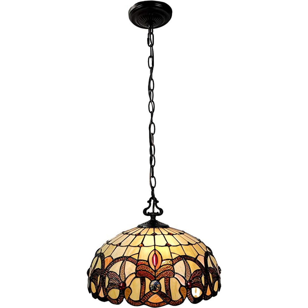 Tiffany Style Stained Glass Two Light Glass Dimmable Ceiling Light By Homeroots | Chandeliers | Modishstore - 3