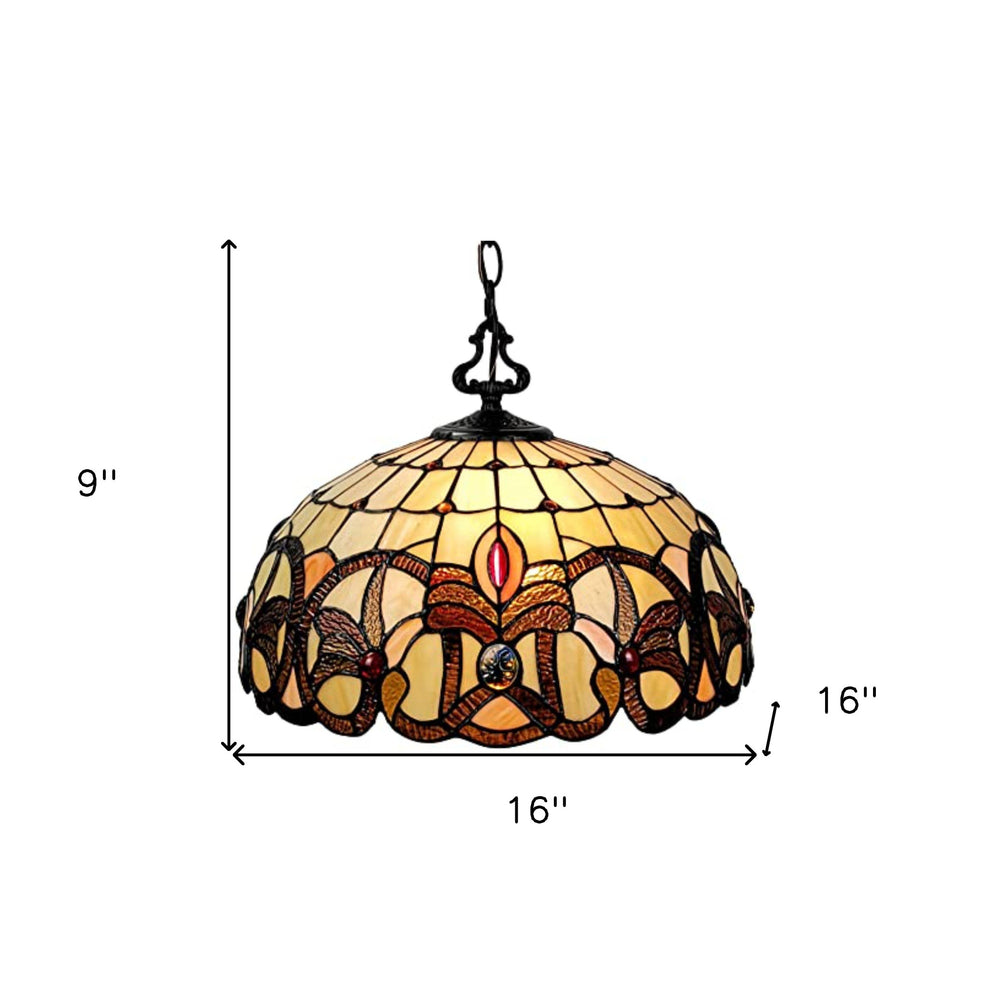 Tiffany Style Stained Glass Two Light Glass Dimmable Ceiling Light By Homeroots | Chandeliers | Modishstore - 6