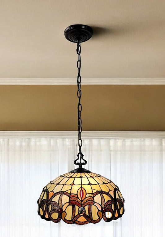 Tiffany Style Stained Glass Two Light Glass Dimmable Ceiling Light By Homeroots | Chandeliers | Modishstore - 1