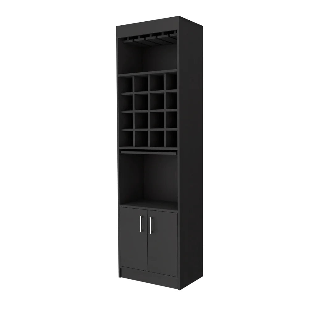 Black Bar Cabinet With Eighteen Shelves By Homeroots | Cabinets | Modishstore - 2