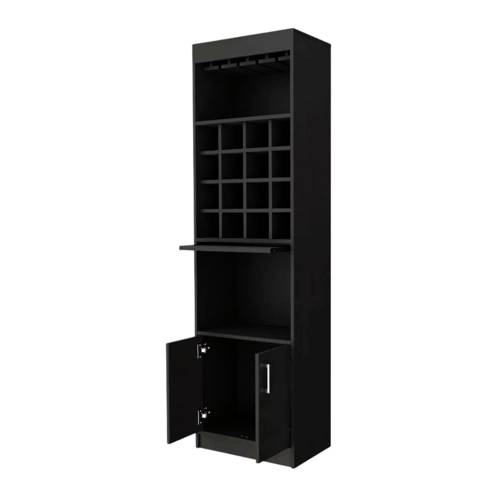 Black Bar Cabinet With Eighteen Shelves By Homeroots | Cabinets | Modishstore - 3