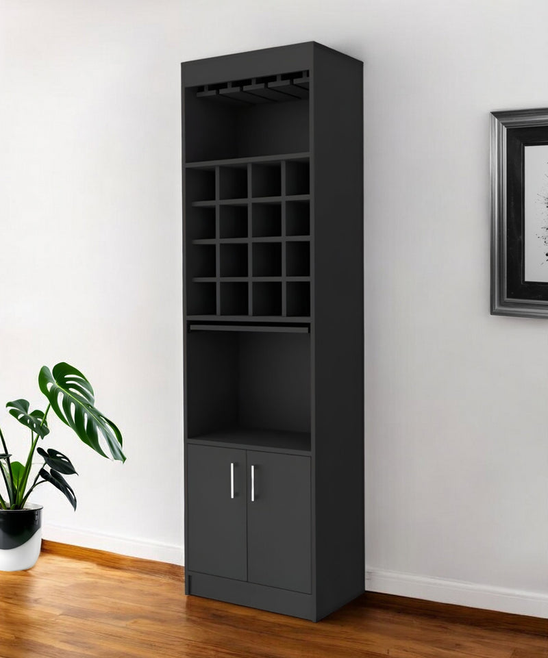 Black Bar Cabinet With Eighteen Shelves By Homeroots | Cabinets | Modishstore - 1