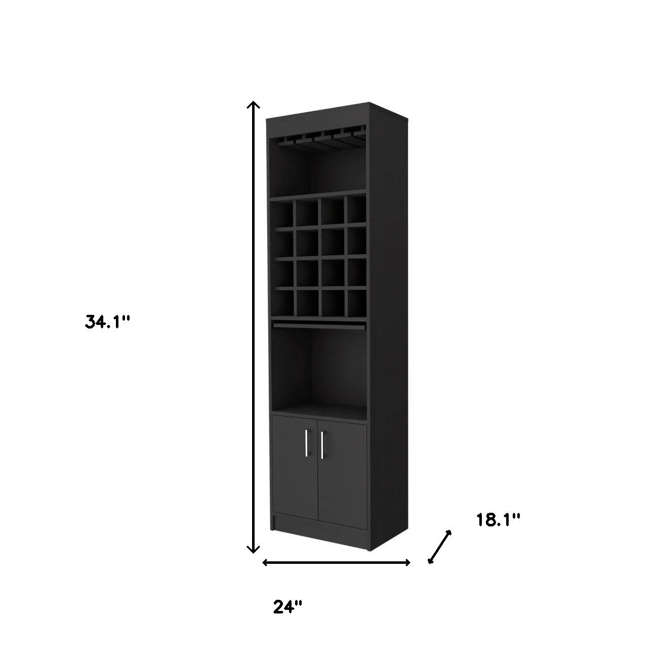 Black Bar Cabinet With Eighteen Shelves By Homeroots | Cabinets | Modishstore - 7