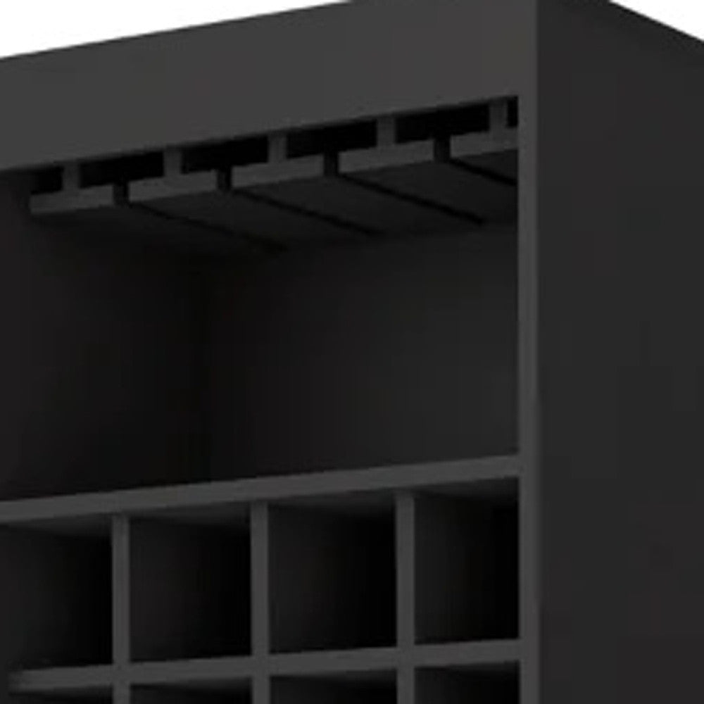 Black Bar Cabinet With Eighteen Shelves By Homeroots | Cabinets | Modishstore - 4