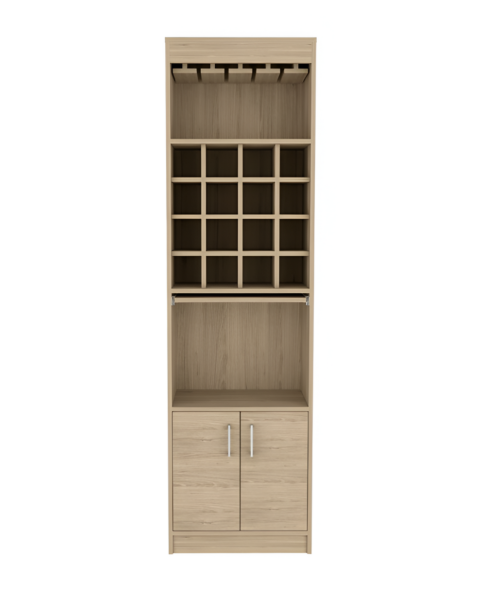 Natural Bar Cabinet With Eighteen Shelves By Homeroots | Cabinets | Modishstore - 2