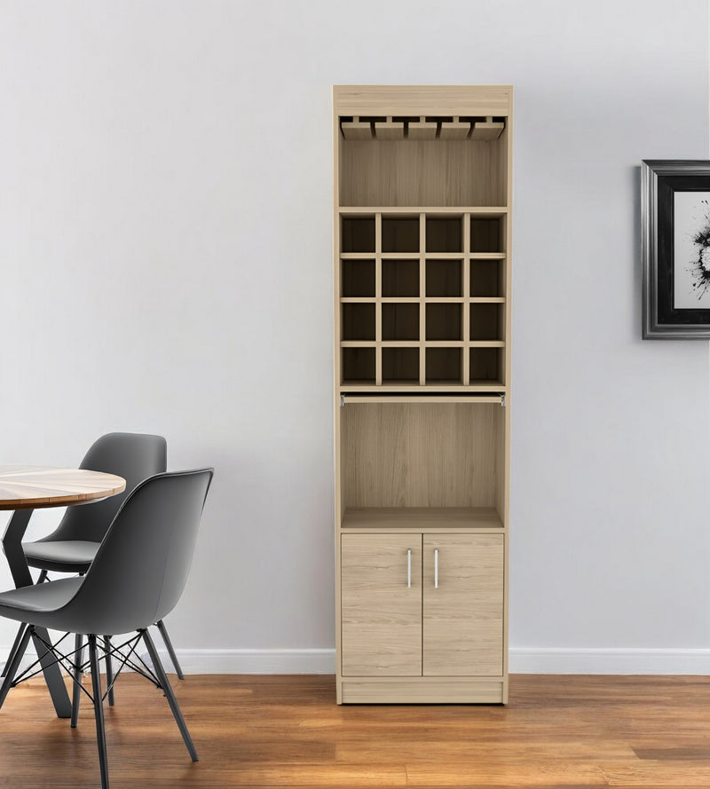 Natural Bar Cabinet With Eighteen Shelves By Homeroots | Cabinets | Modishstore - 1