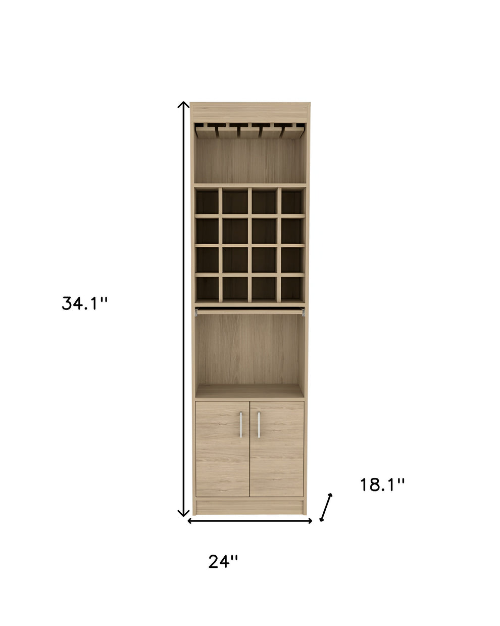 Natural Bar Cabinet With Eighteen Shelves By Homeroots | Cabinets | Modishstore - 7