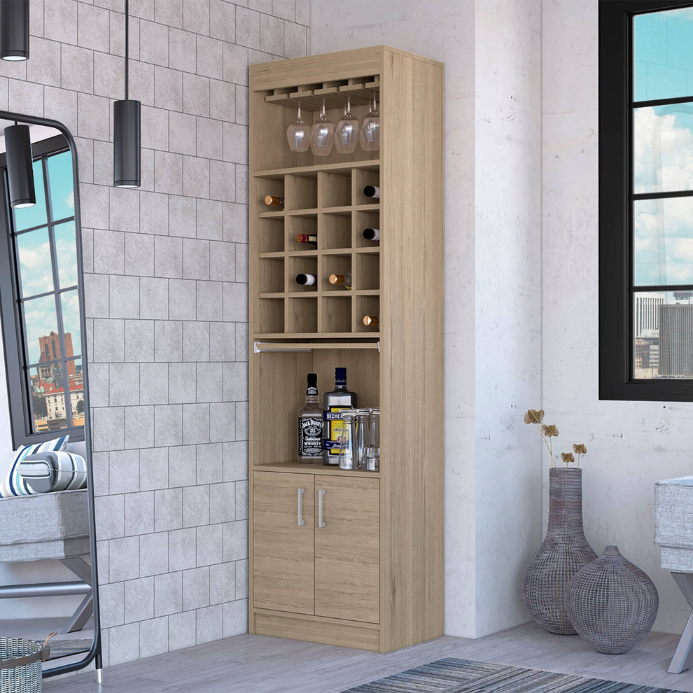 Natural Bar Cabinet With Eighteen Shelves By Homeroots | Cabinets | Modishstore - 6