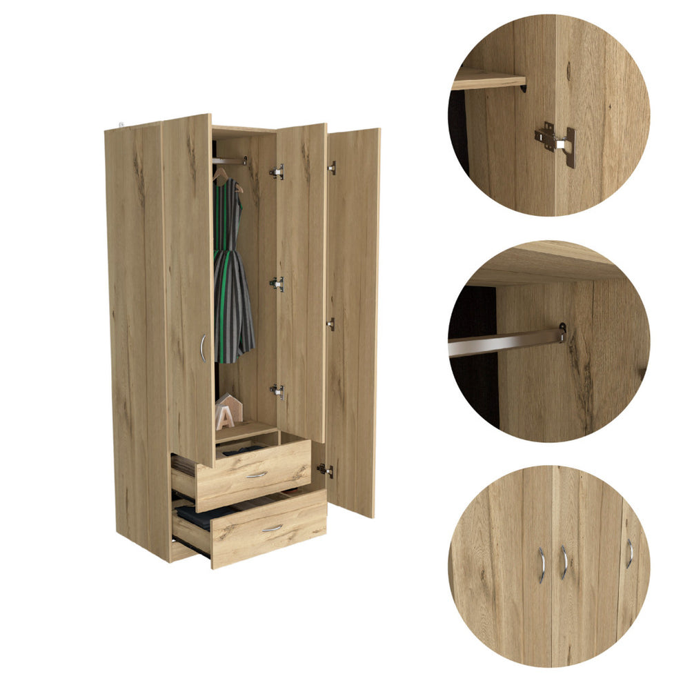 Light Oak Manufactured Wood Two Drawer Combo Dresser By Homeroots | Dressers | Modishstore - 4