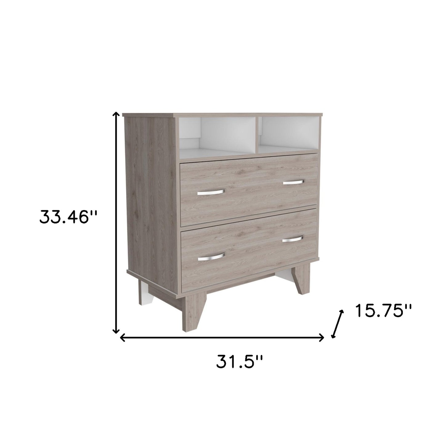Light Grey Manufactured Wood Two Drawer Dresser By Homeroots | Dressers | Modishstore - 6