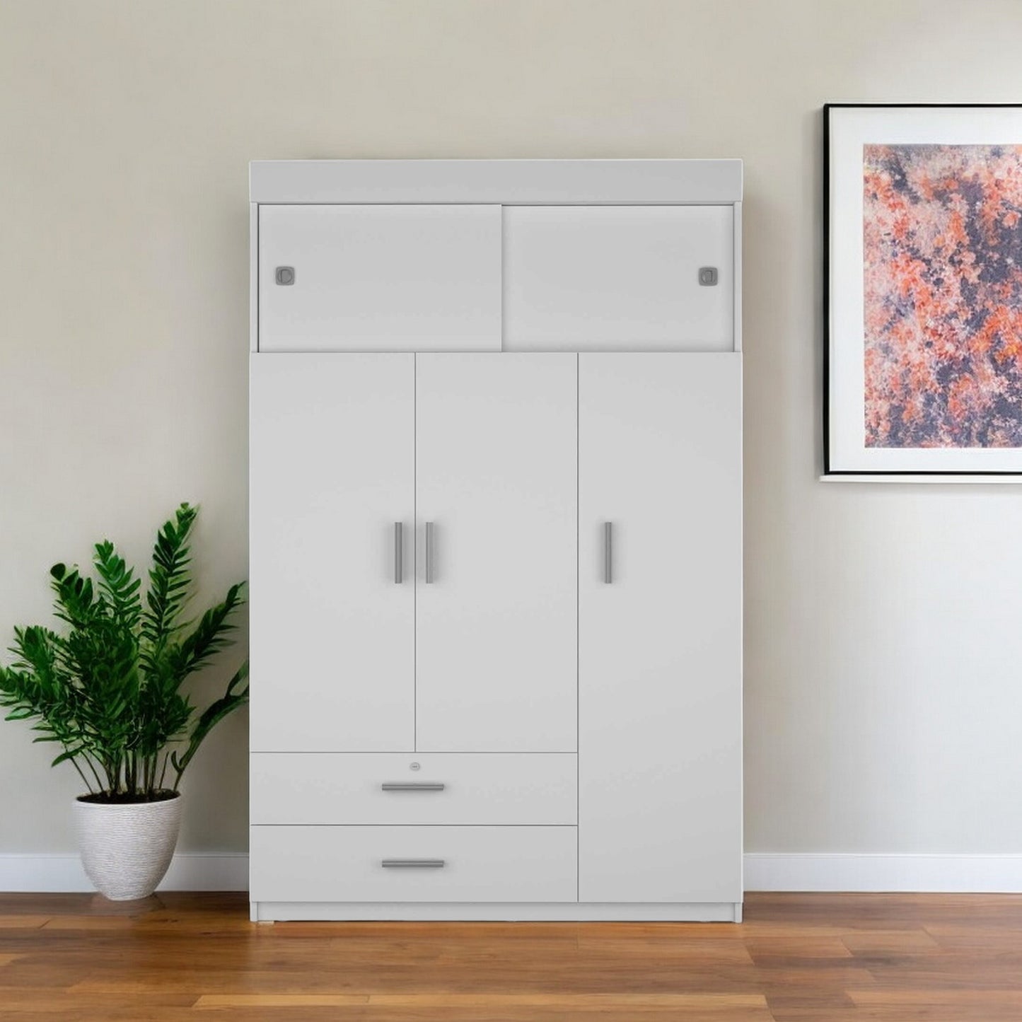 White Two Drawer Combo Dresser By Homeroots | Dressers | Modishstore - 1