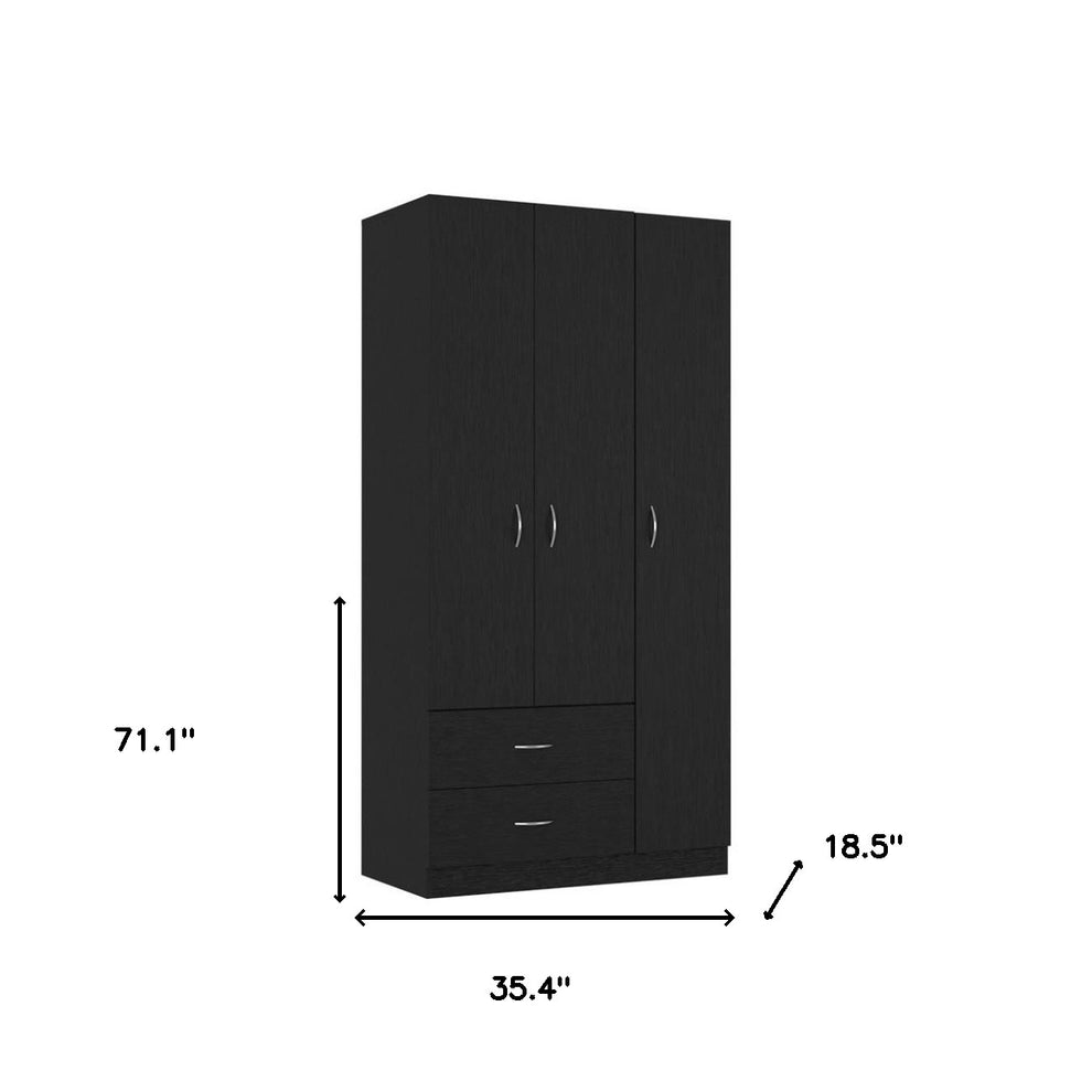 Black Manufactured Wood Two Drawer Combo Dresser By Homeroots | Dressers | Modishstore - 3