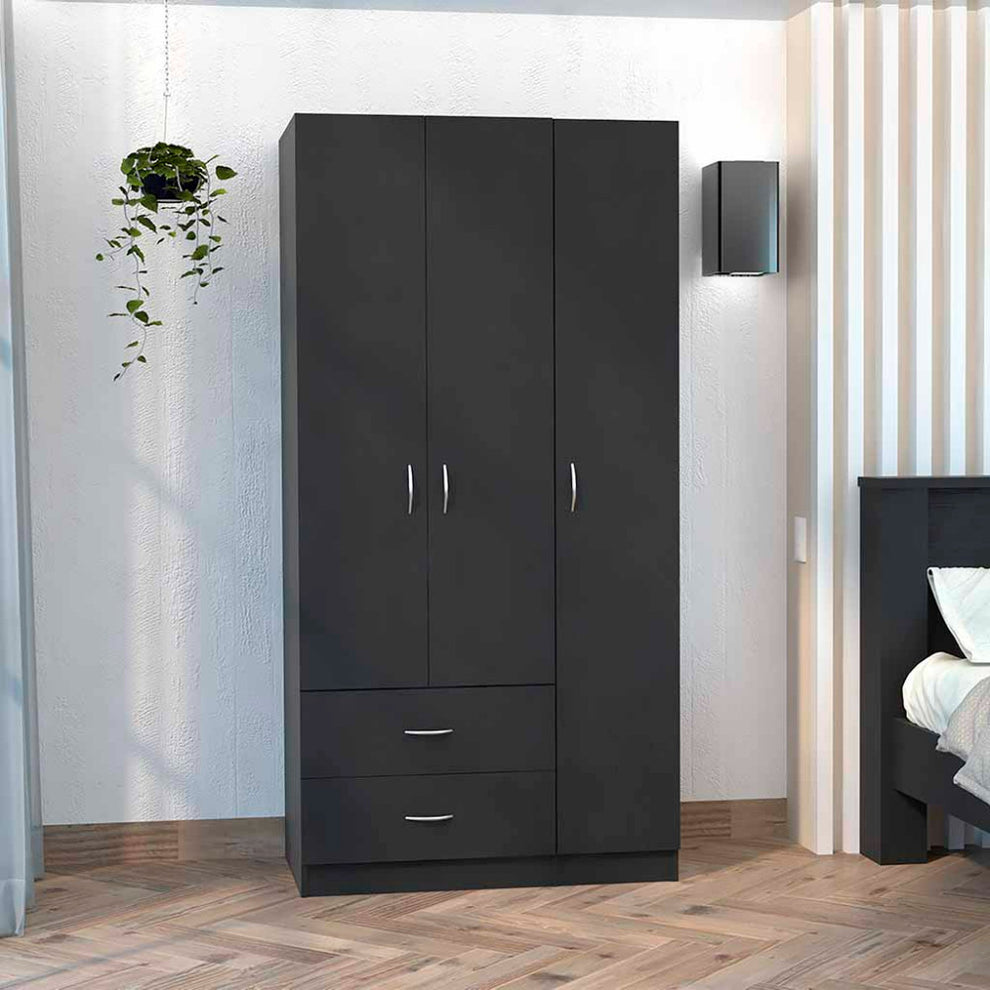 Black Manufactured Wood Two Drawer Combo Dresser By Homeroots | Dressers | Modishstore - 2