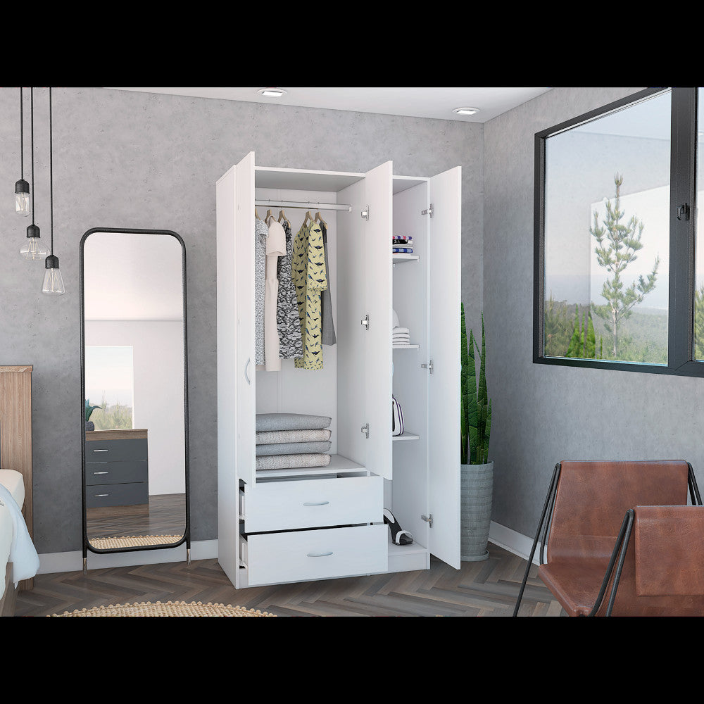 White Manufactured Wood Two Drawer Combo Dresser By Homeroots | Dressers | Modishstore - 3