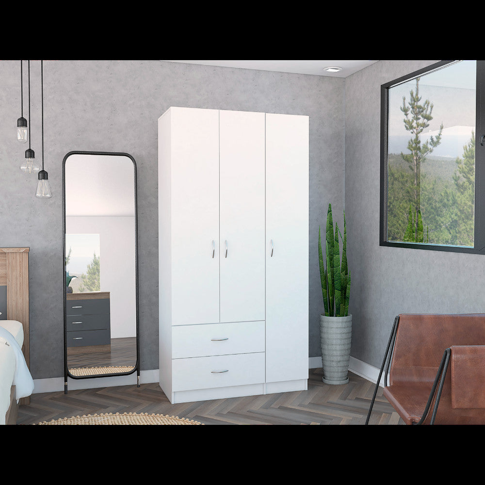 White Manufactured Wood Two Drawer Combo Dresser By Homeroots | Dressers | Modishstore - 1