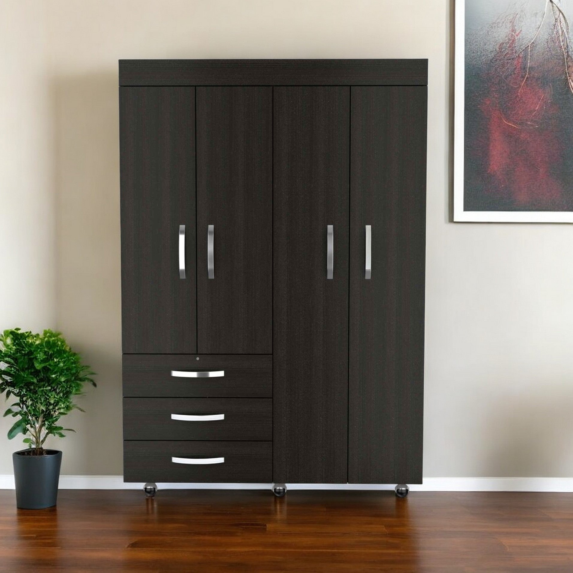 Black Three Drawer Combo Dresser By Homeroots | Dressers | Modishstore - 1
