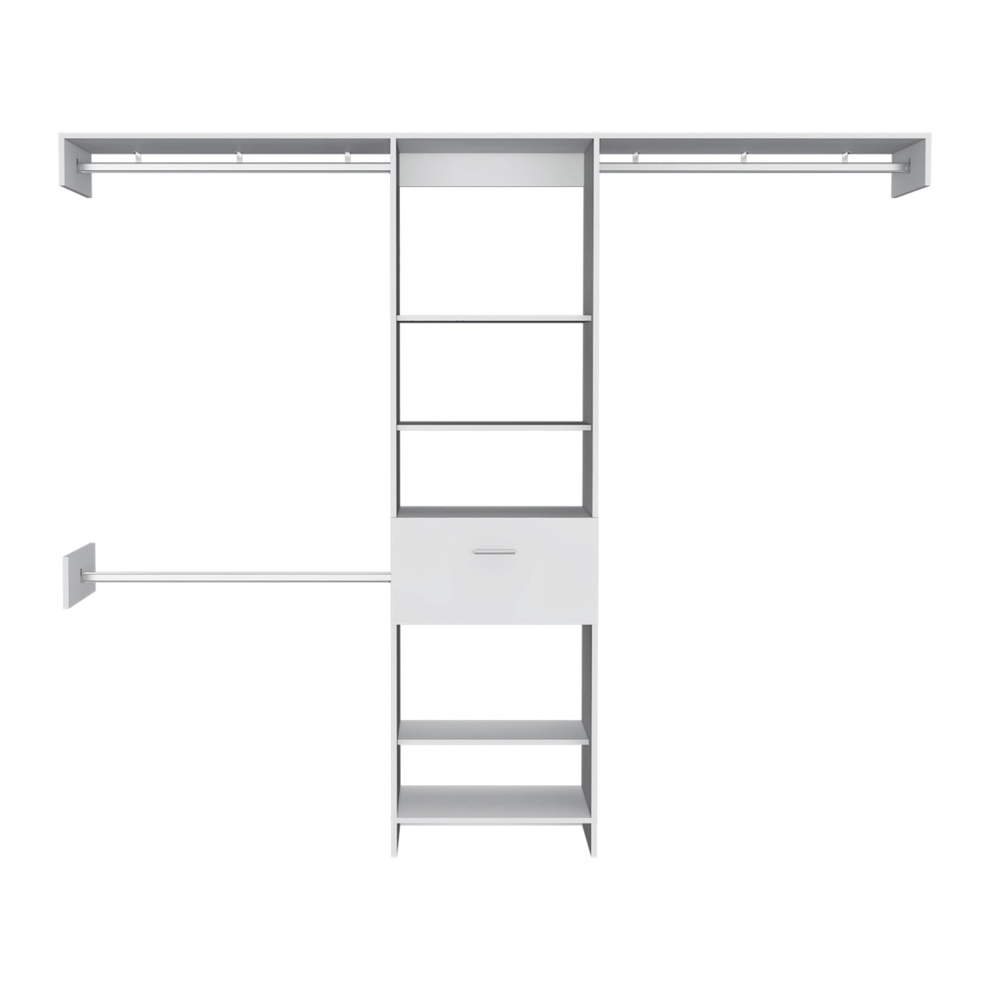 White Manufactured Wood Standard With Five Shelves And One Drawer By Homeroots | Cabinets | Modishstore - 2
