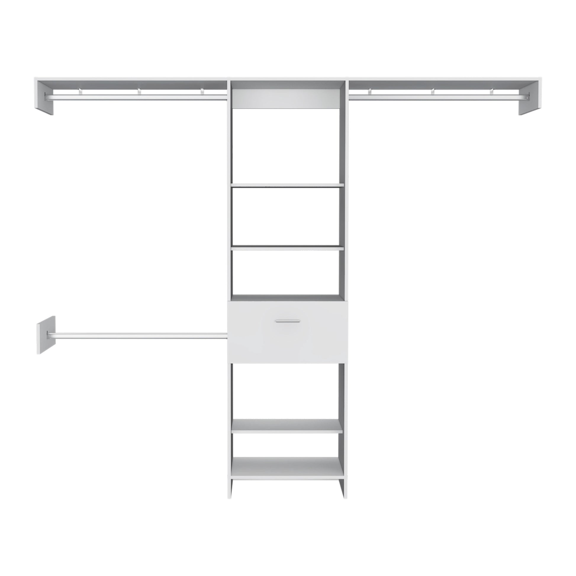 White Manufactured Wood Standard With Five Shelves And One Drawer By Homeroots | Cabinets | Modishstore - 2