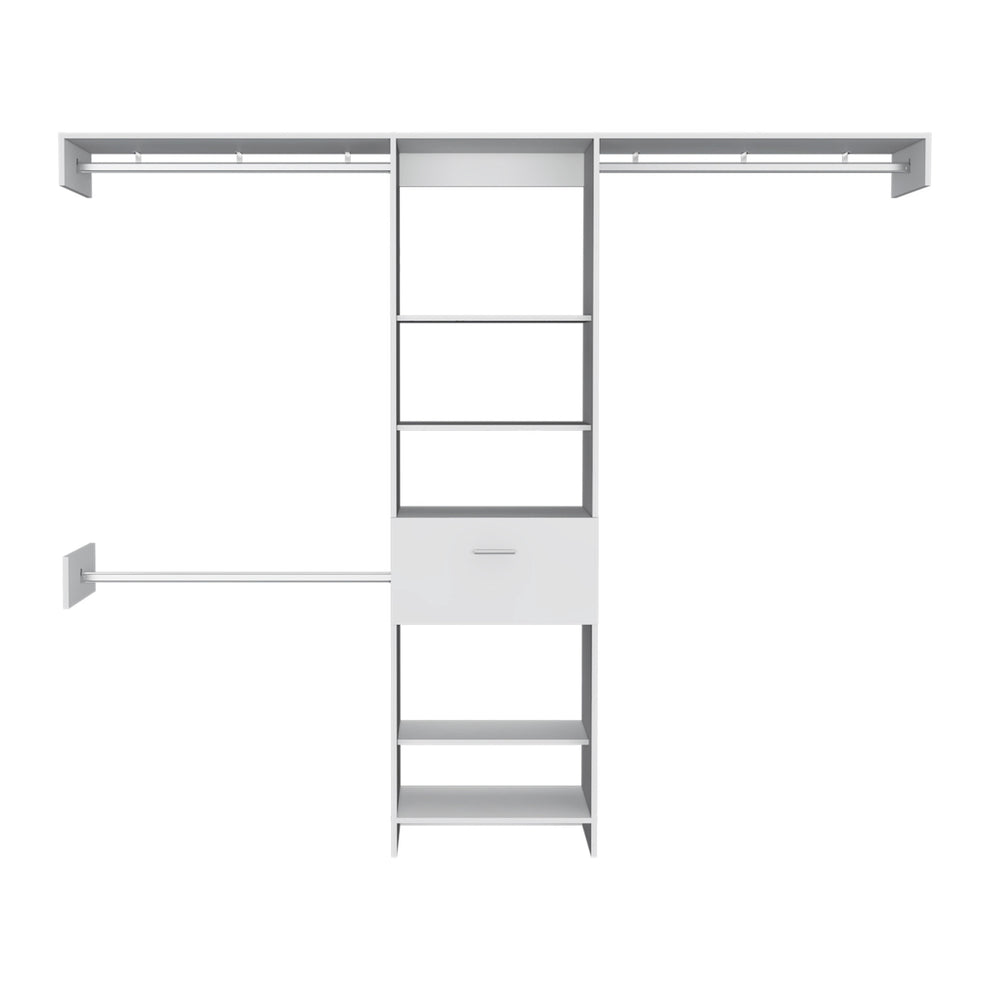 White Manufactured Wood Standard With Five Shelves And One Drawer By Homeroots | Cabinets | Modishstore - 2