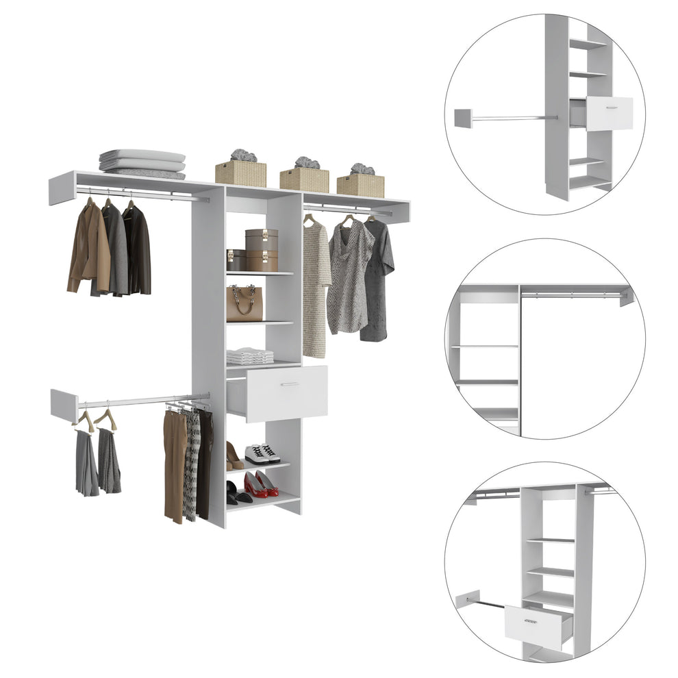 White Manufactured Wood Standard With Five Shelves And One Drawer By Homeroots | Cabinets | Modishstore - 3