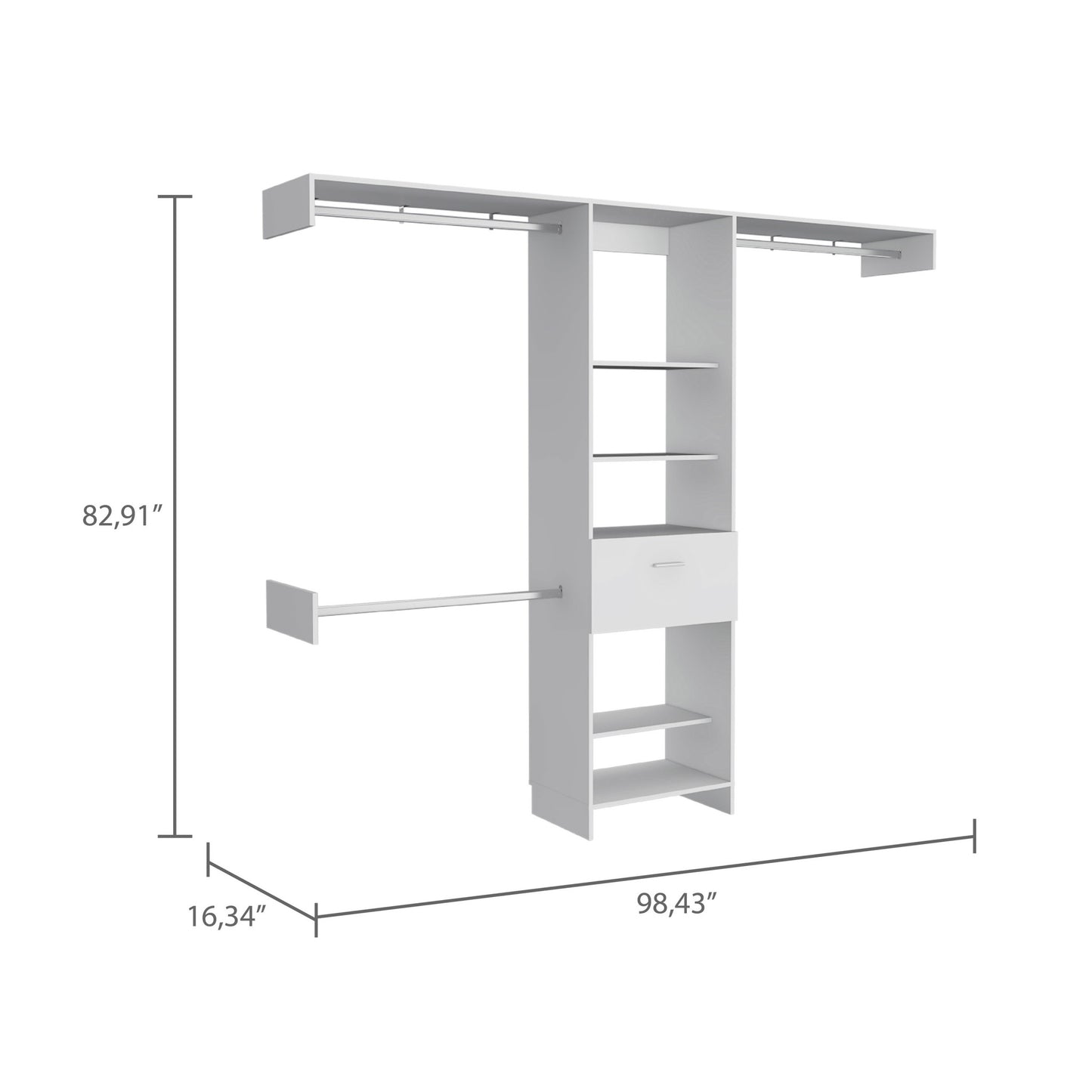 White Manufactured Wood Standard With Five Shelves And One Drawer By Homeroots | Cabinets | Modishstore - 4