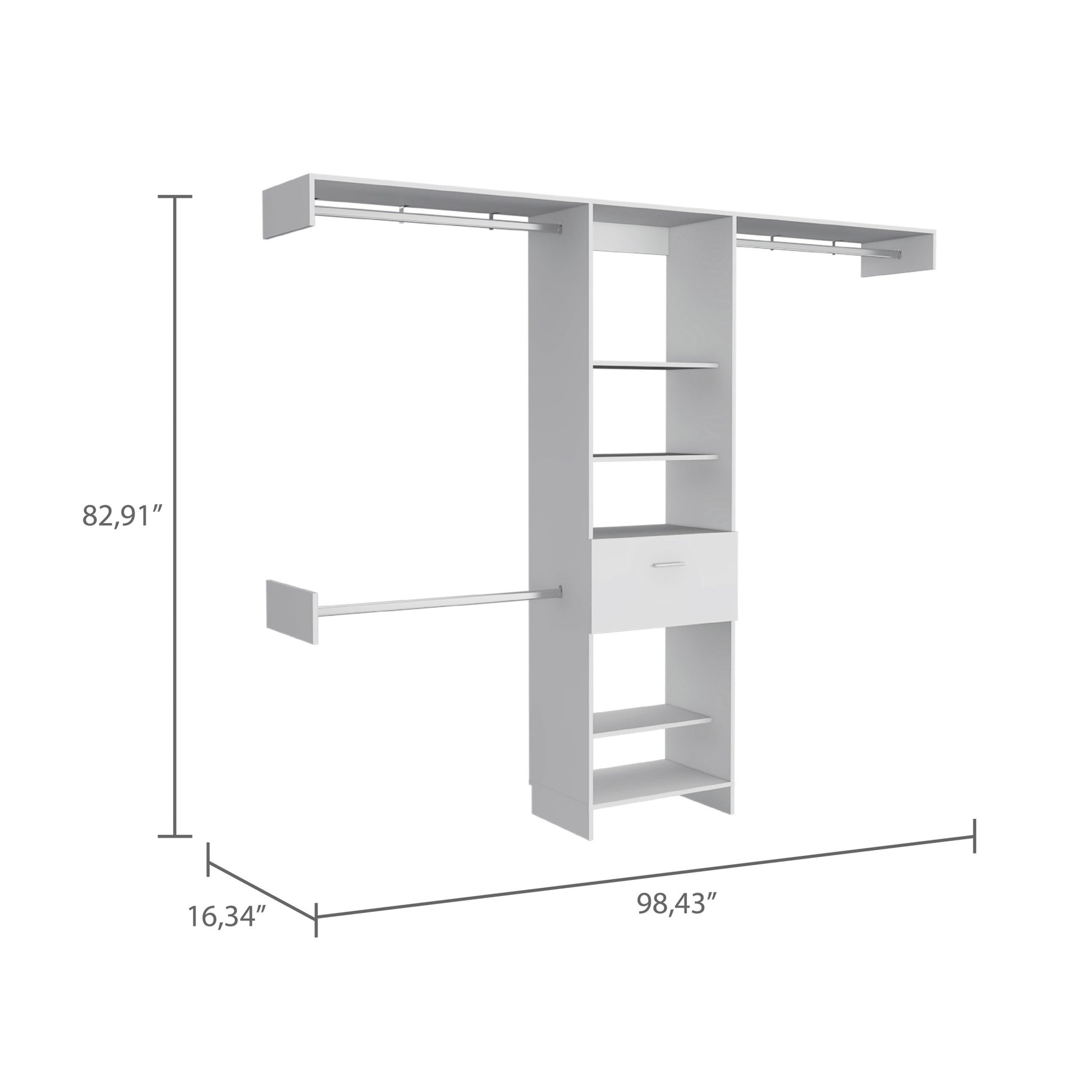 White Manufactured Wood Standard With Five Shelves And One Drawer By Homeroots | Cabinets | Modishstore - 4