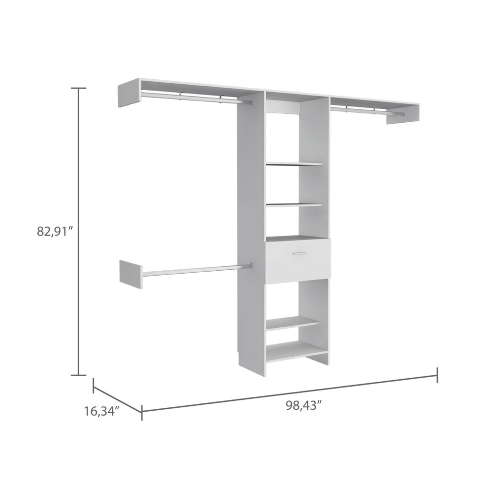 White Manufactured Wood Standard With Five Shelves And One Drawer By Homeroots | Cabinets | Modishstore - 4