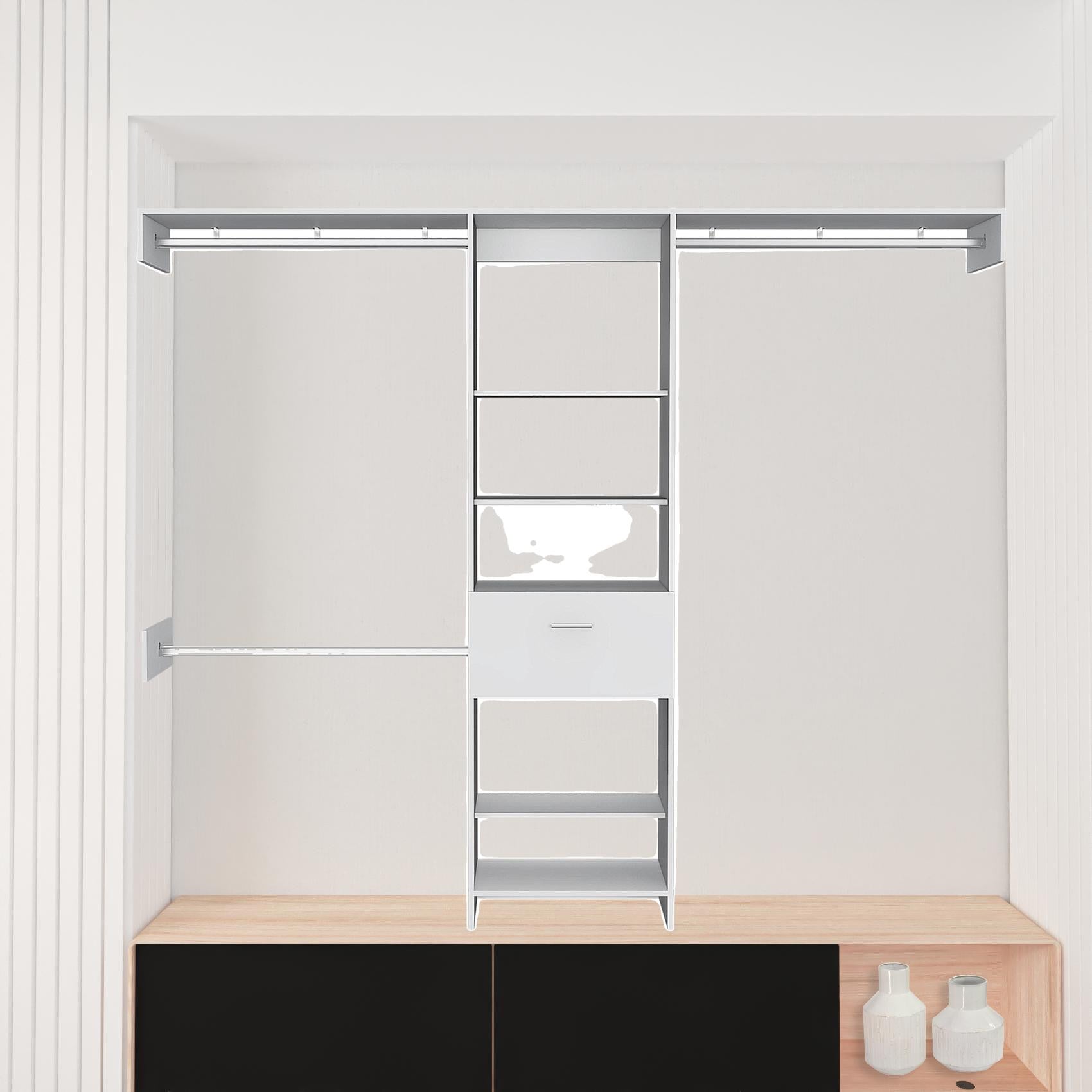 White Manufactured Wood Standard With Five Shelves And One Drawer By Homeroots | Cabinets | Modishstore - 1