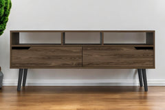 Dark Brown Wood Enclosed and Open Storage TV Stand By Homeroots