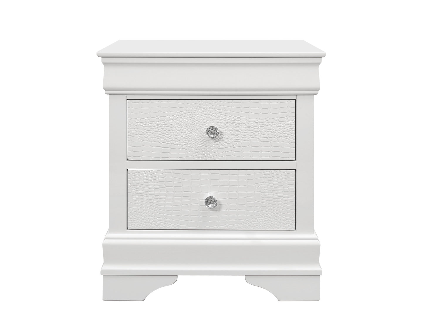 White Shagreen Two Drawer Solid Wood Nightstand By Homeroots | Nightstands | Modishstore - 2