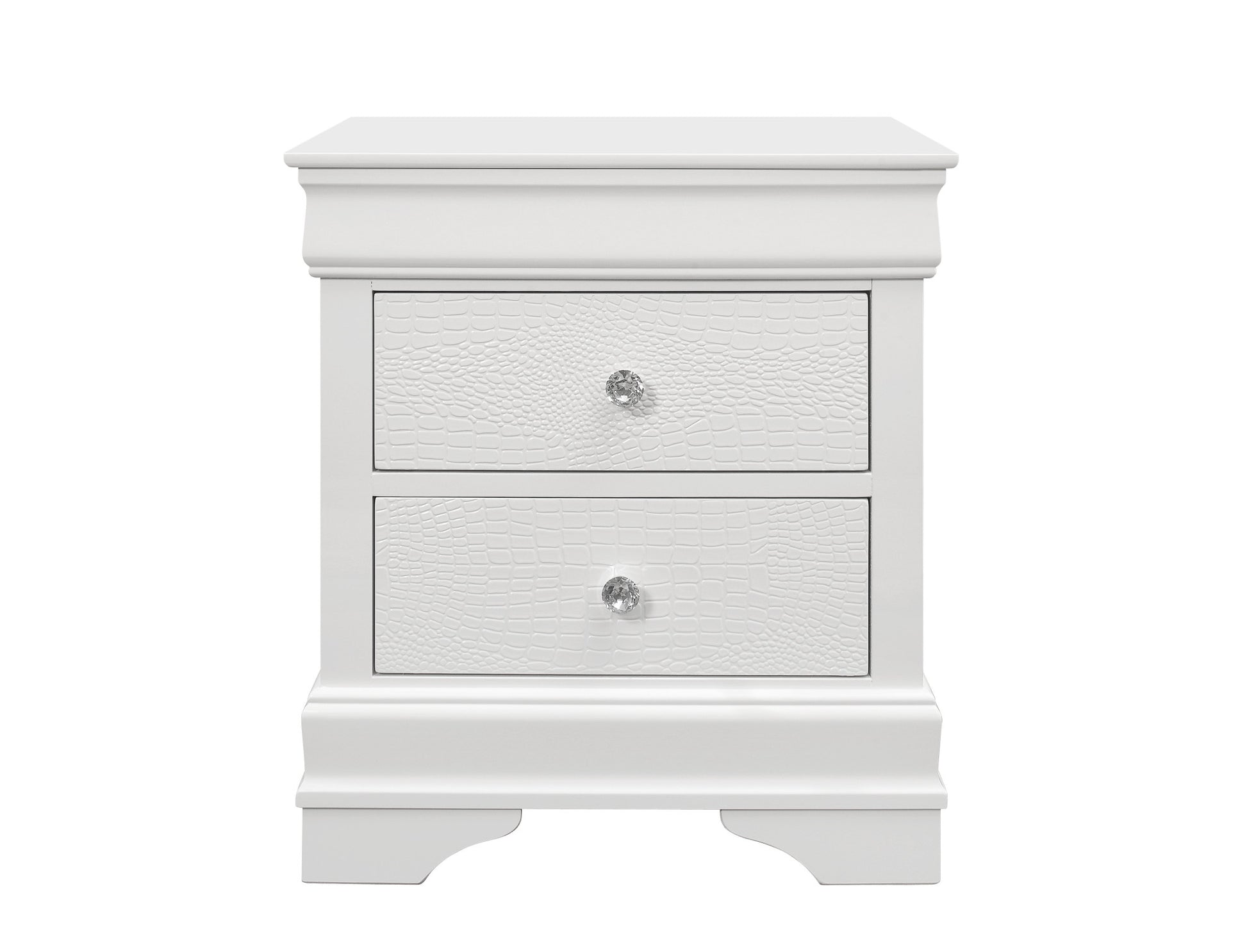 White Shagreen Two Drawer Solid Wood Nightstand By Homeroots | Nightstands | Modishstore - 2